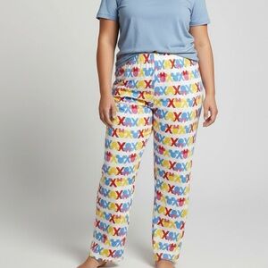 NWOT Disney Joe Fresh Collab Red Yellow Blue XOXO Mickey Minnie Lounge Pant 1X